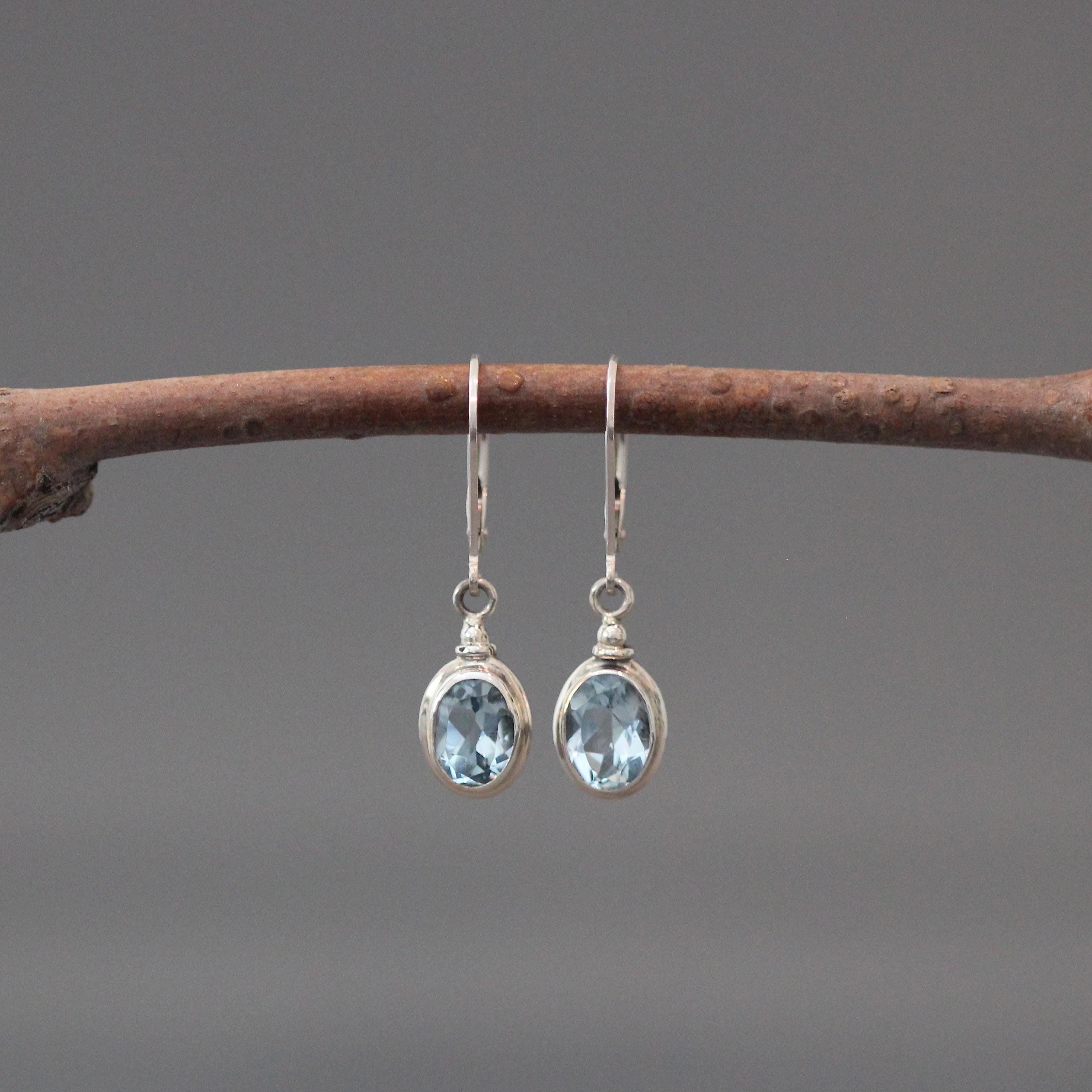 Blue Topaz and Bali Silver Dangle Earrings