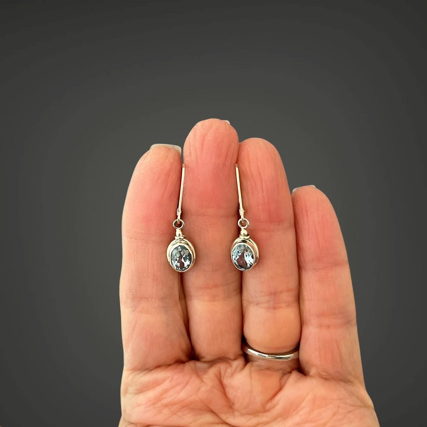Blue Topaz and Bali Silver Dangle Earrings