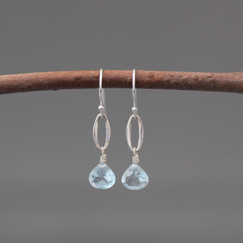 Blue Topaz and Bali Silver Earrings