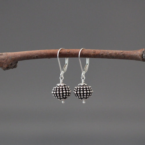 Bali Silver Bead Dangle Earrings
