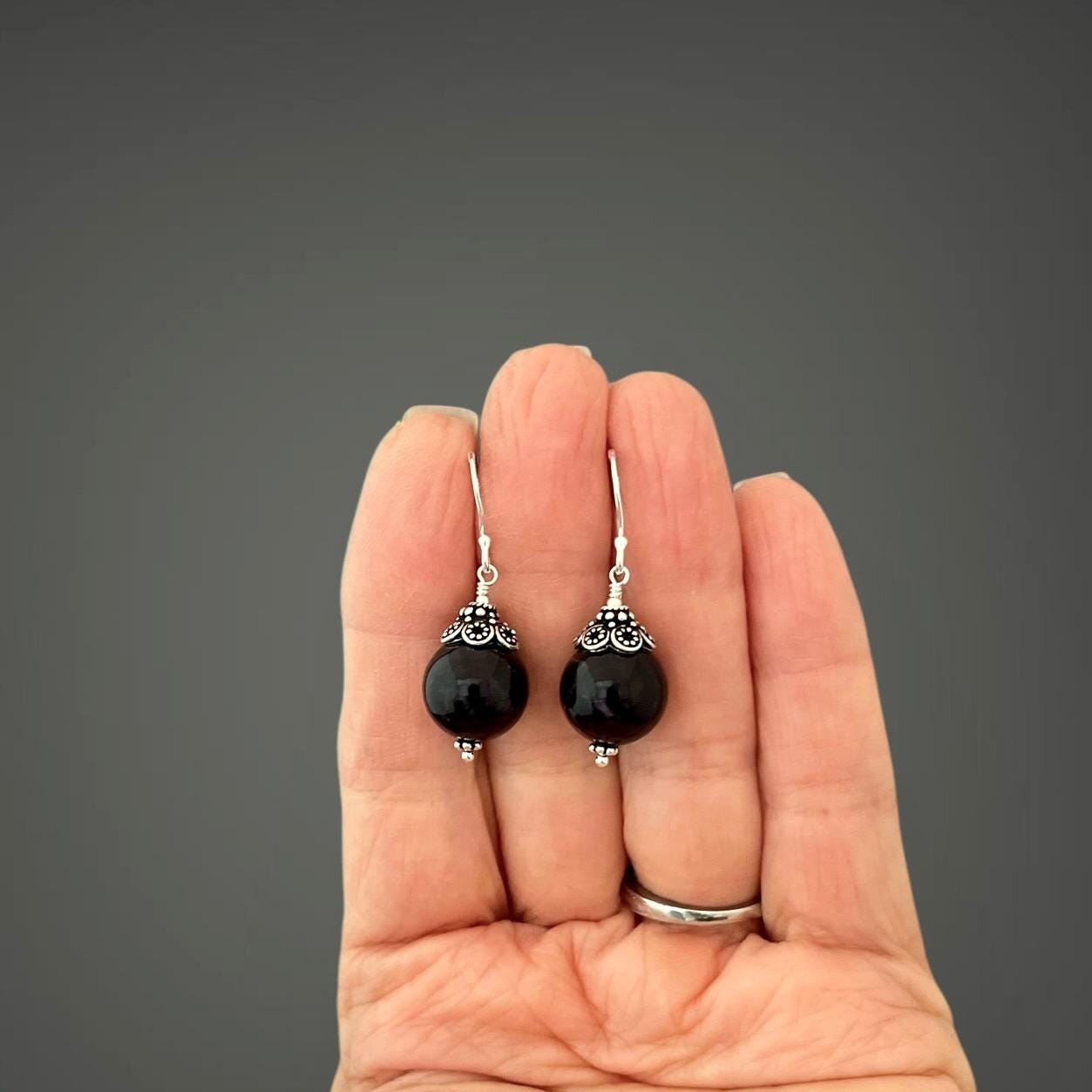 Purple Amethyst and Bali Silver Earrings