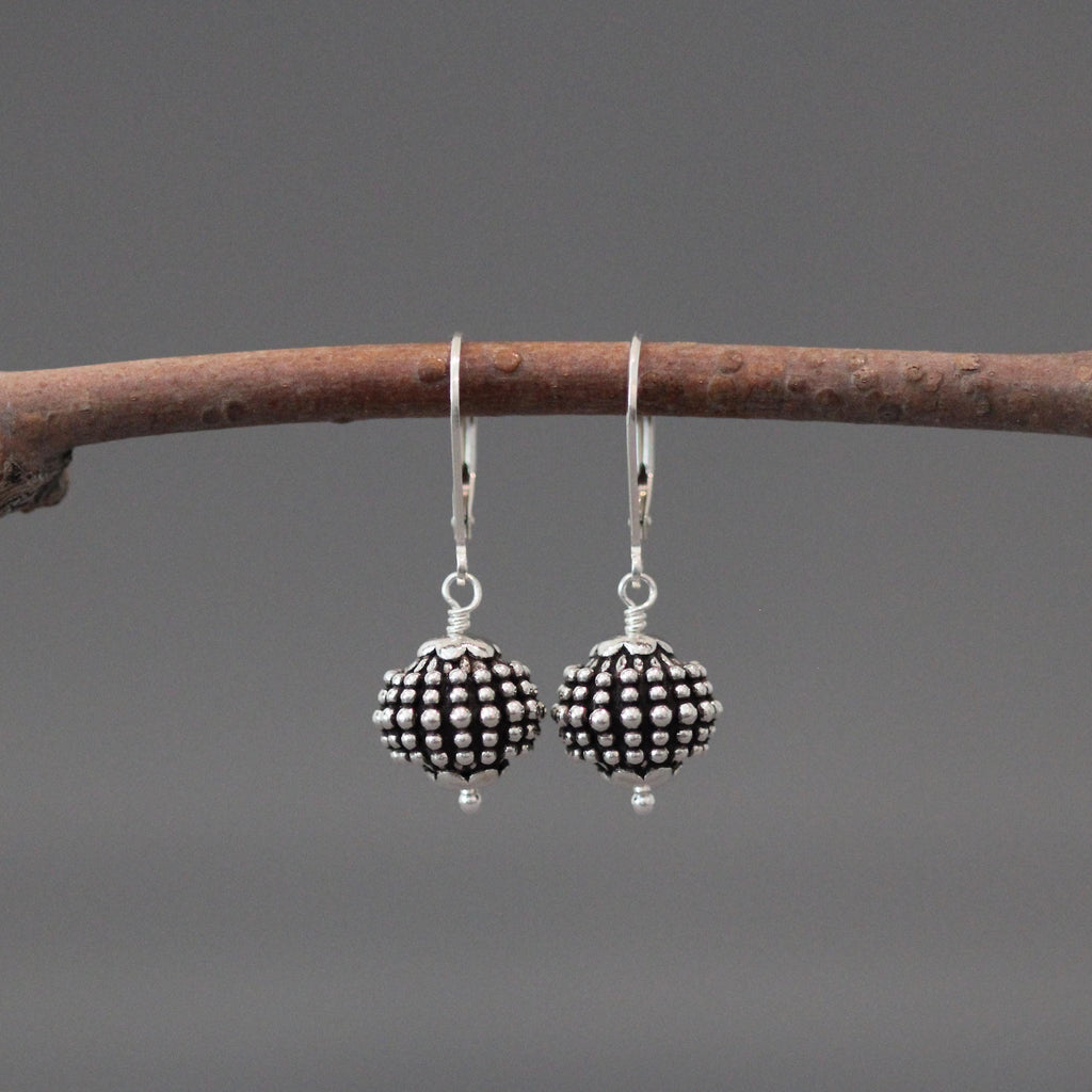 Bali Silver Bead Dangle Earrings