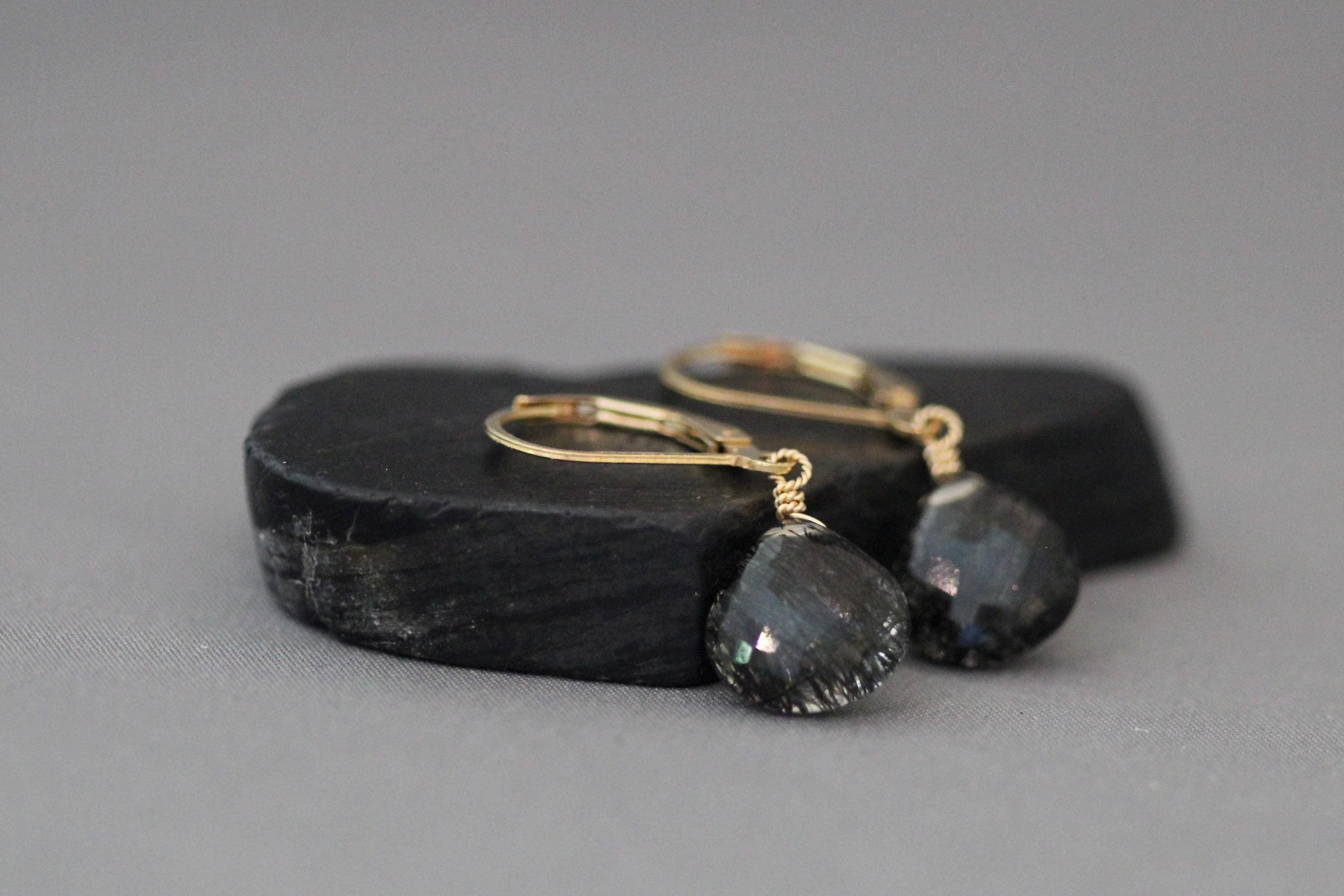 Black Rutilated Quartz Dangle Earrings