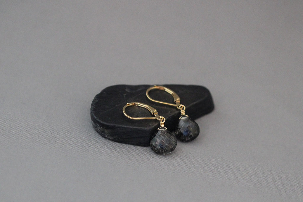 Black Rutilated Quartz Dangle Earrings