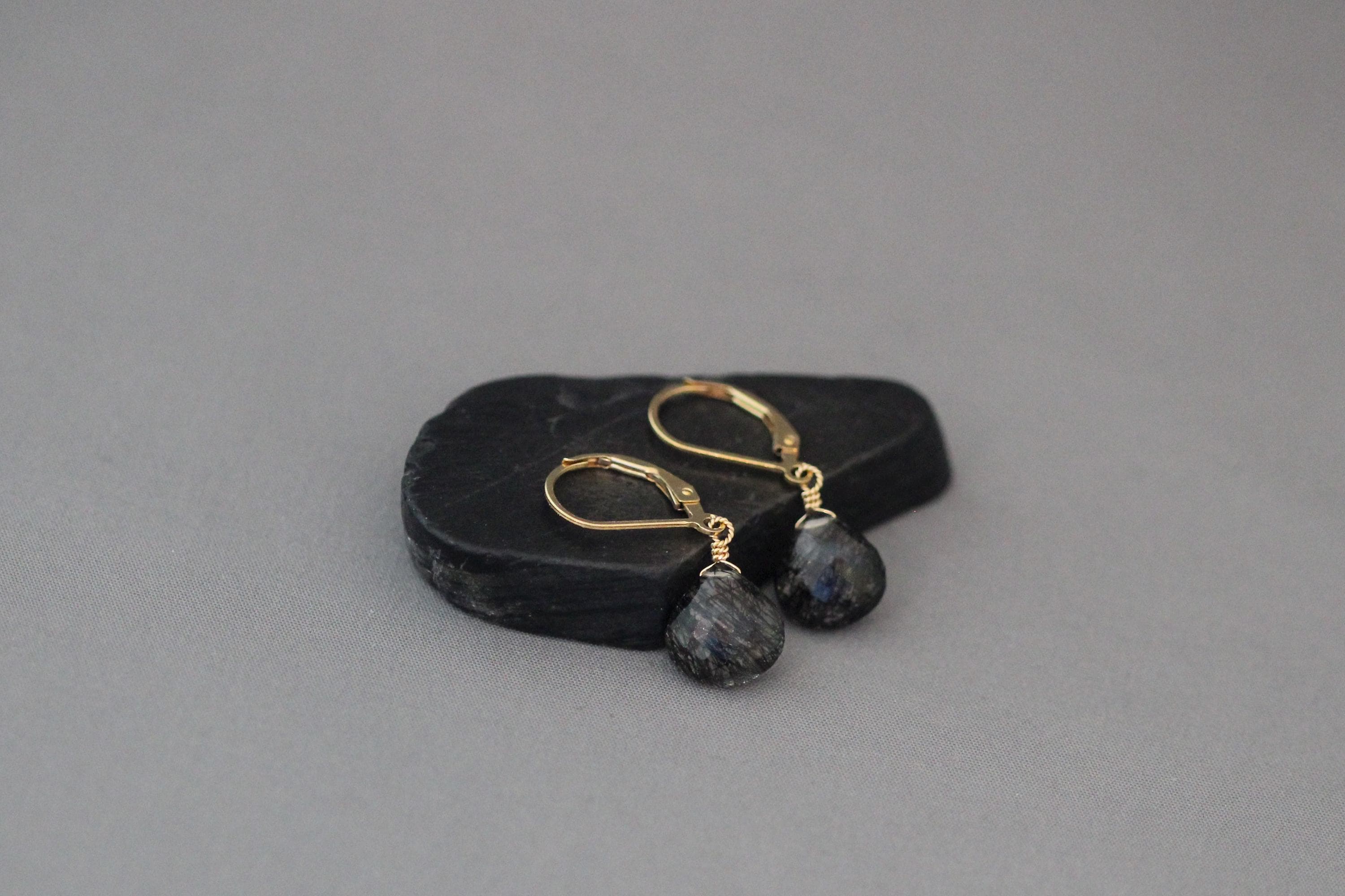 Black Rutilated Quartz Dangle Earrings