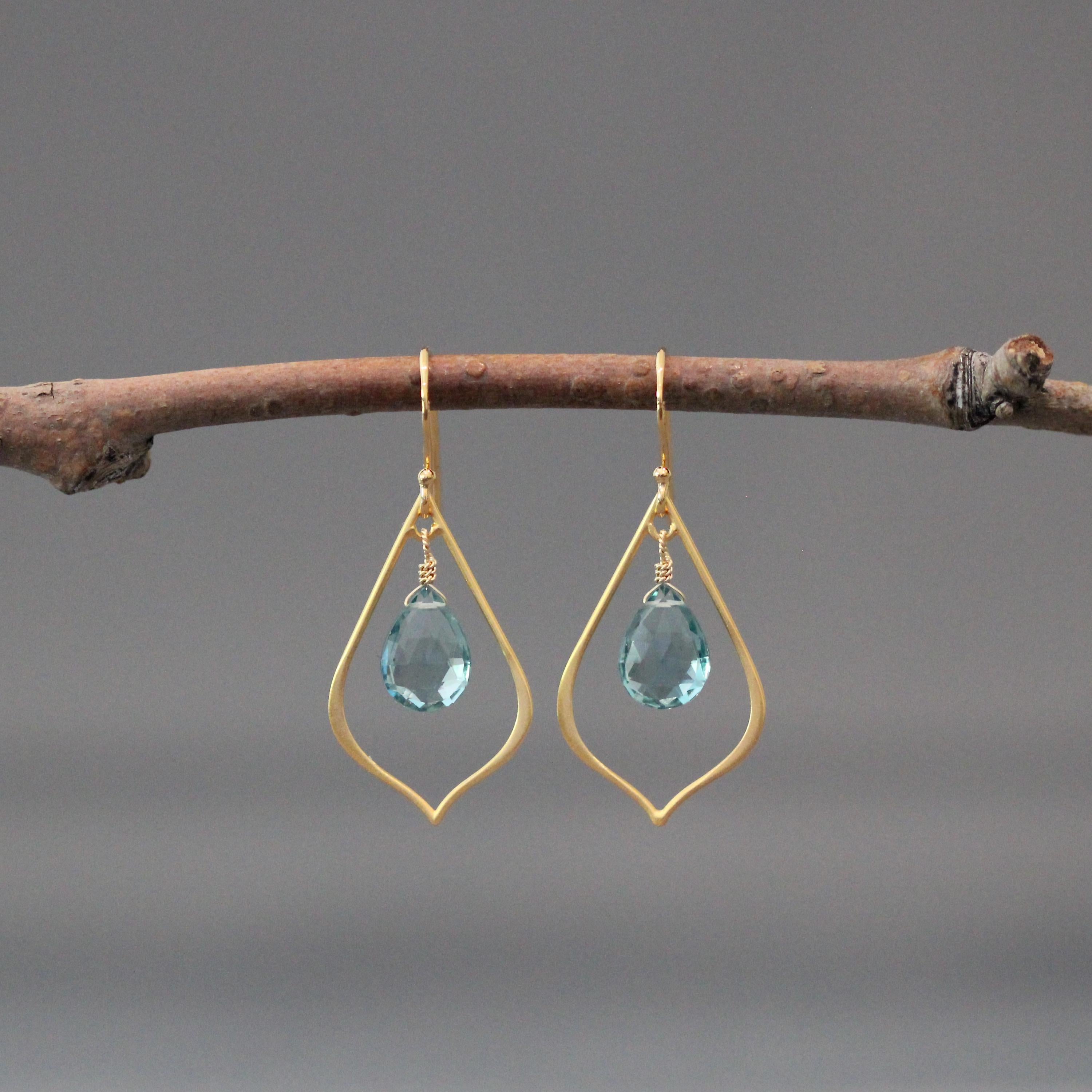 Teal Quartz and Gold Vermeil Earrings
