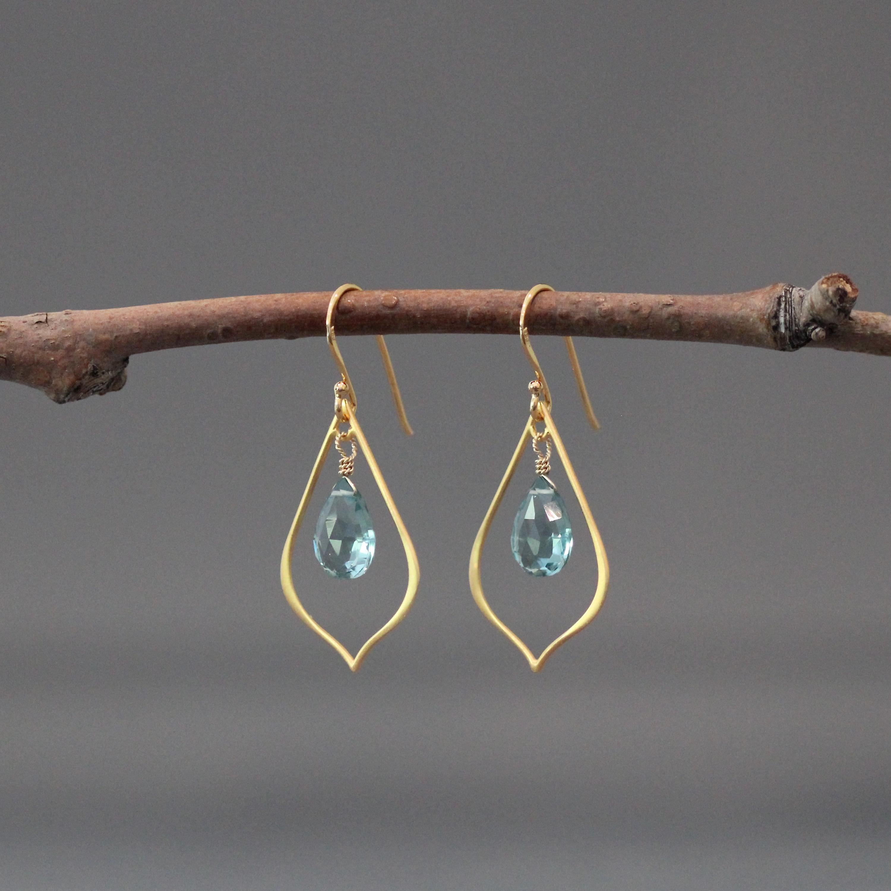 Teal Quartz and Gold Vermeil Earrings