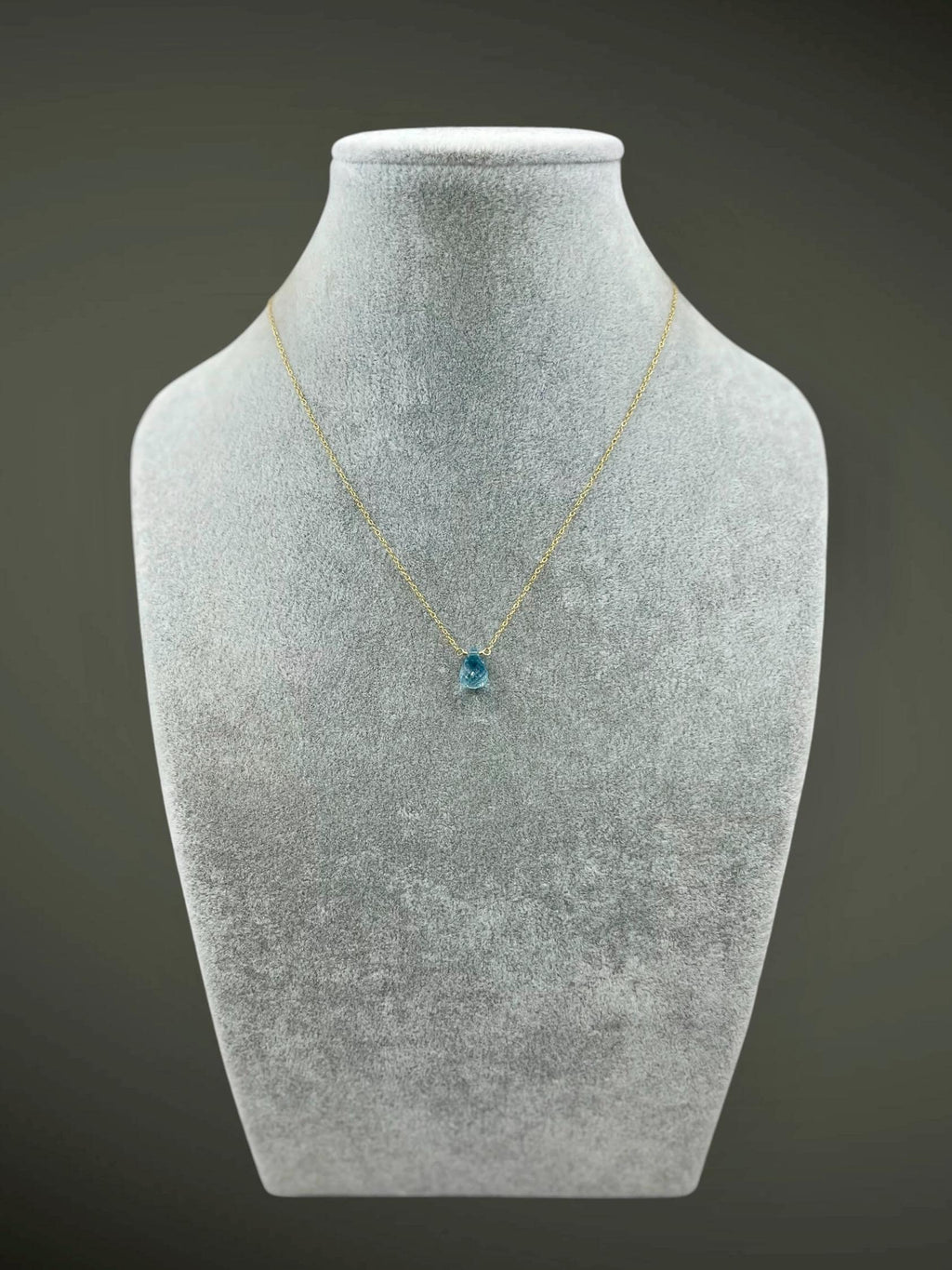 Wire Wrapped Blue Topaz and Gold Necklace