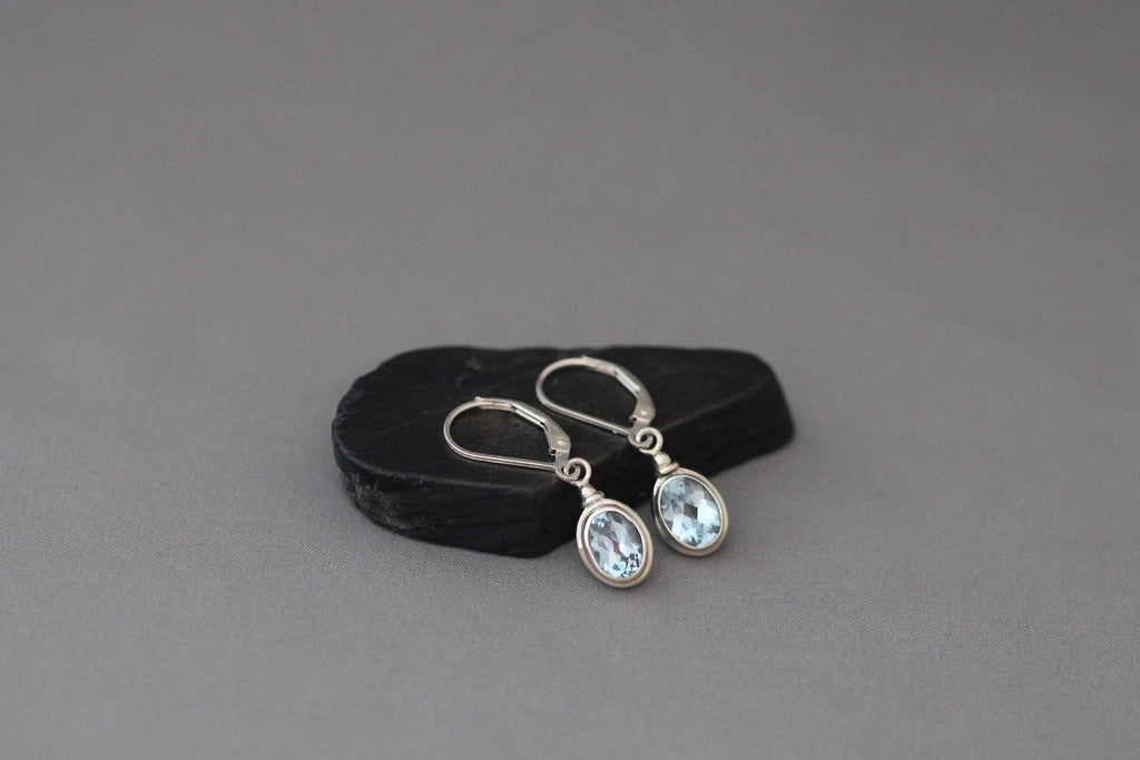 Blue Topaz and Bali Silver Dangle Earrings