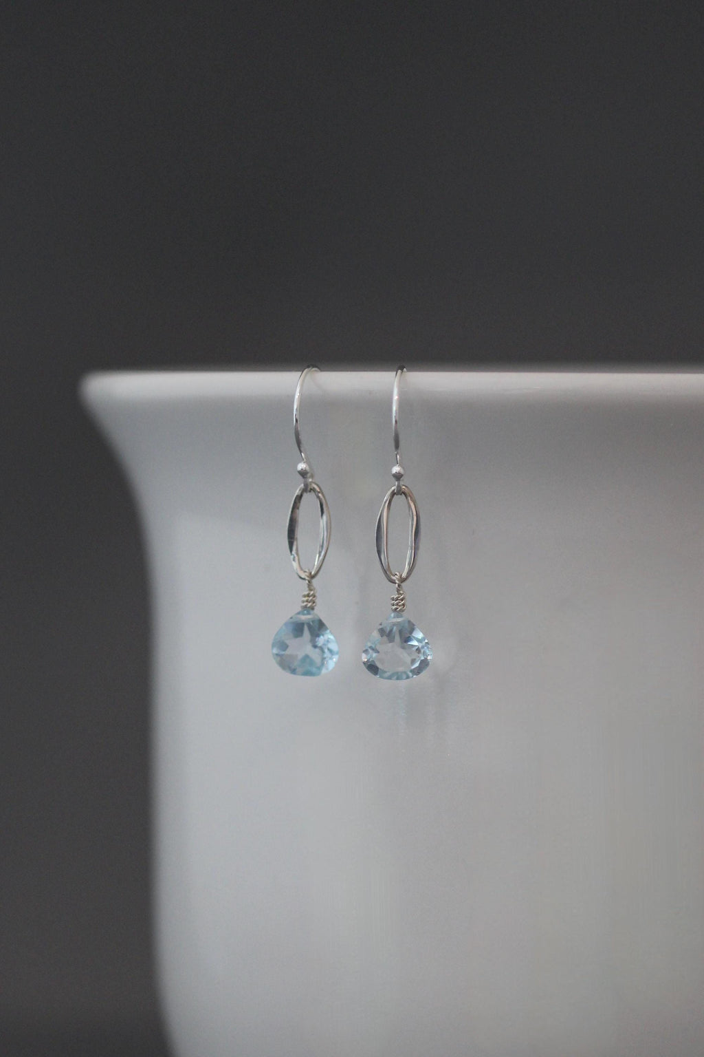 Blue Topaz and Bali Silver Earrings