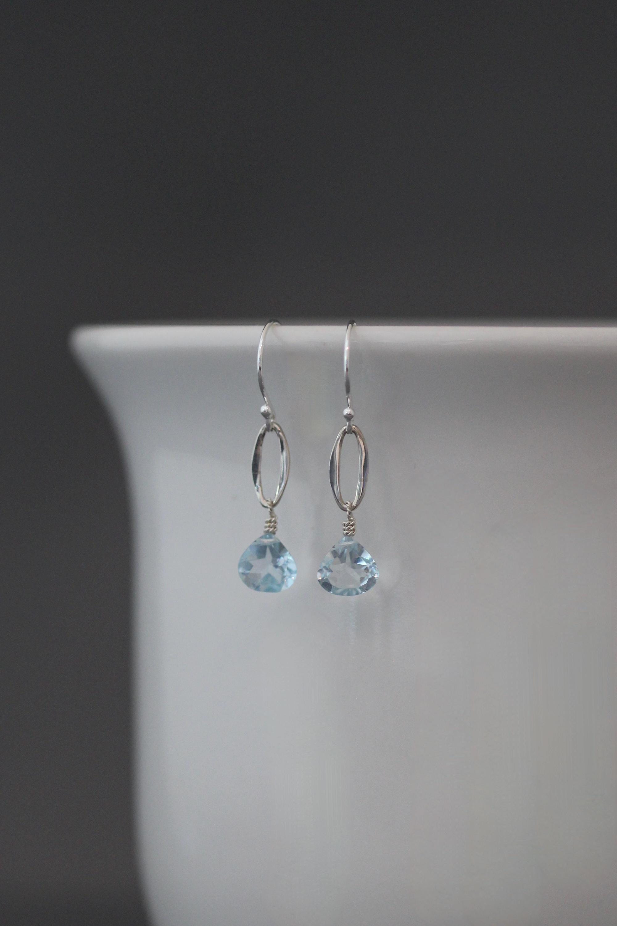 Blue Topaz and Bali Silver Earrings