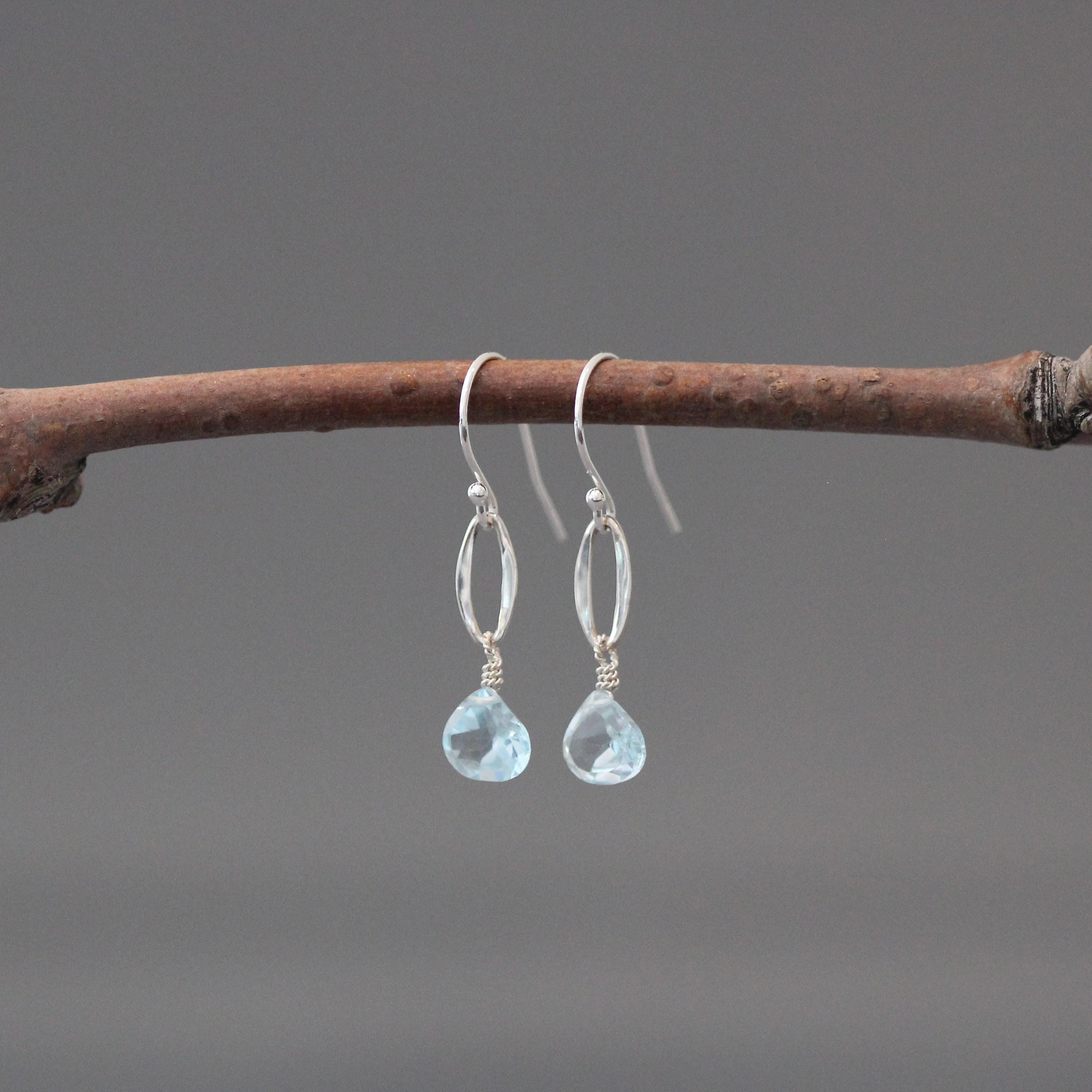 Blue Topaz and Bali Silver Earrings