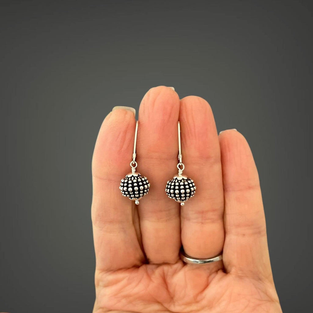 Bali Silver Bead Dangle Earrings