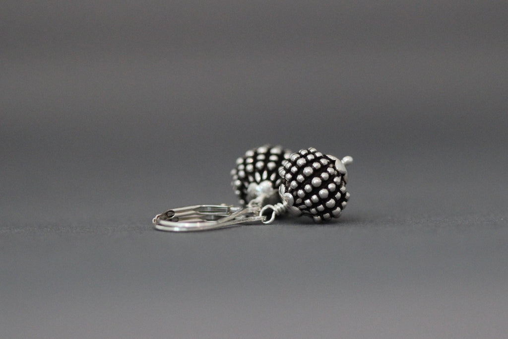 Bali Silver Bead Dangle Earrings