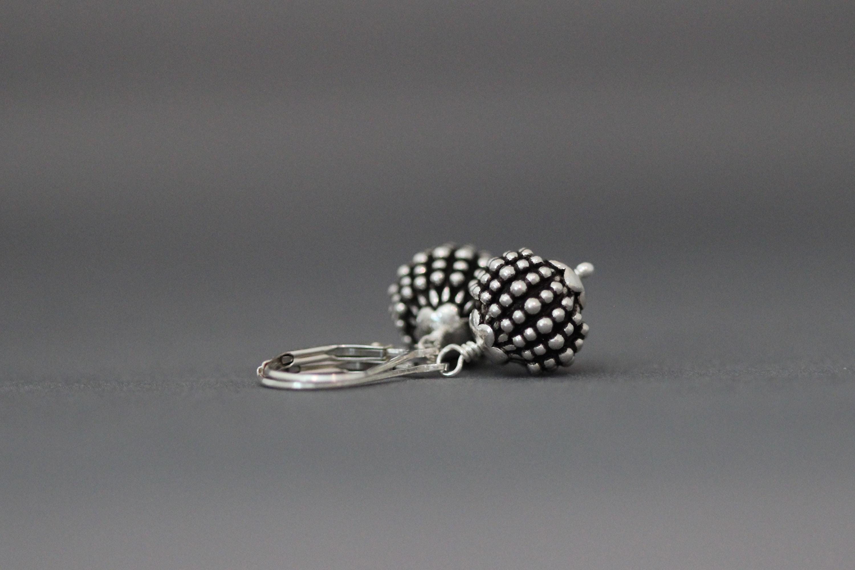 Bali Silver Bead Dangle Earrings