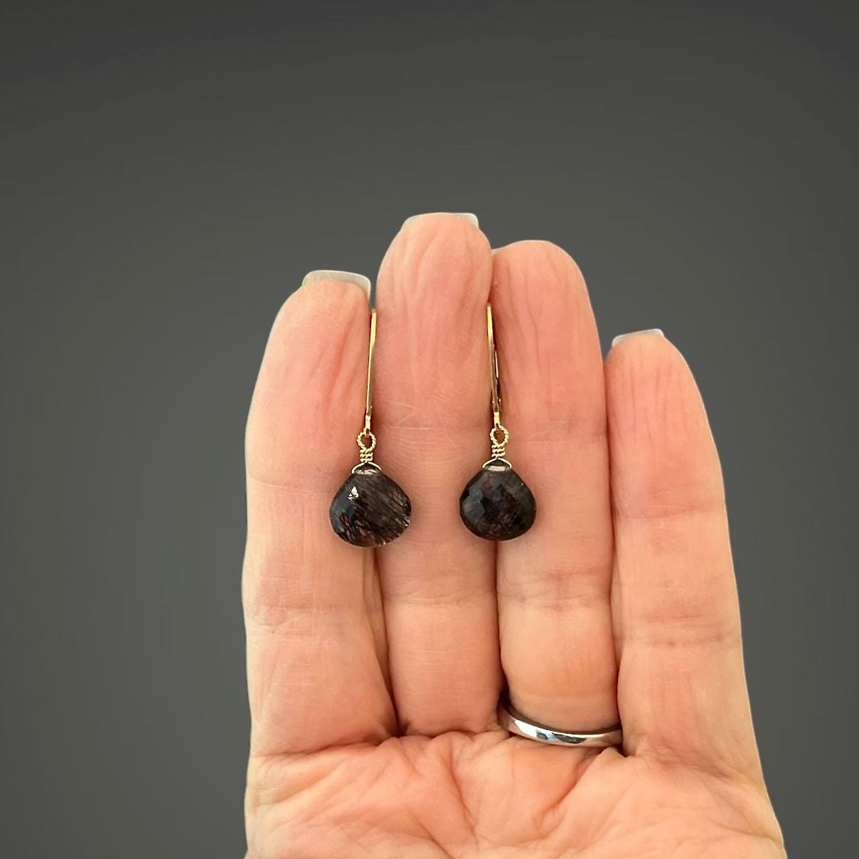 Black Rutilated Quartz Dangle Earrings