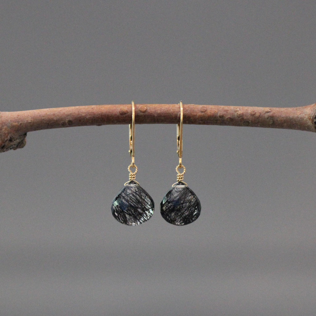 Black Rutilated Quartz Dangle Earrings
