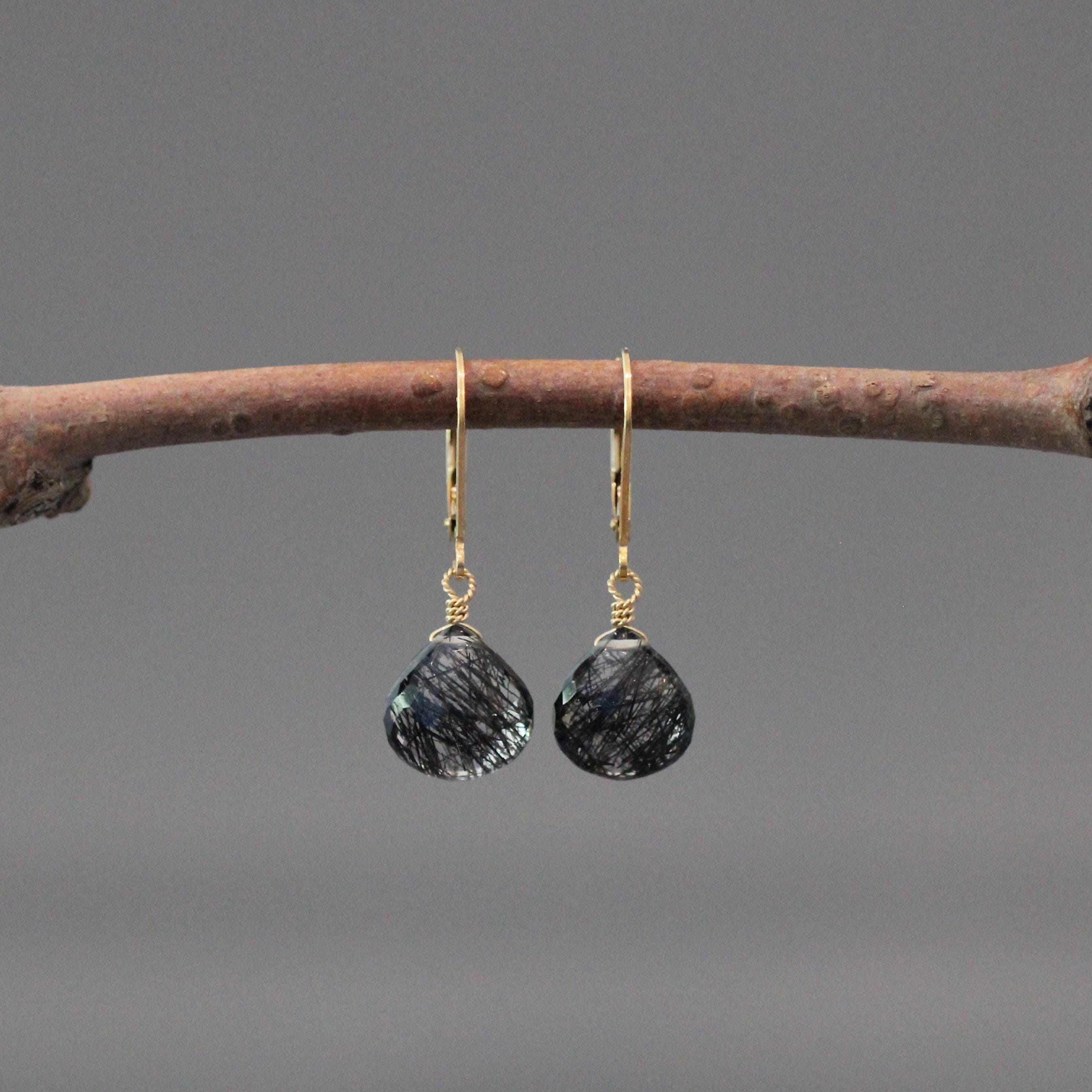 Black Rutilated Quartz Dangle Earrings