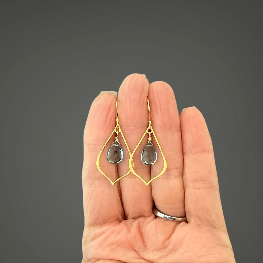 Teal Quartz and Gold Vermeil Earrings