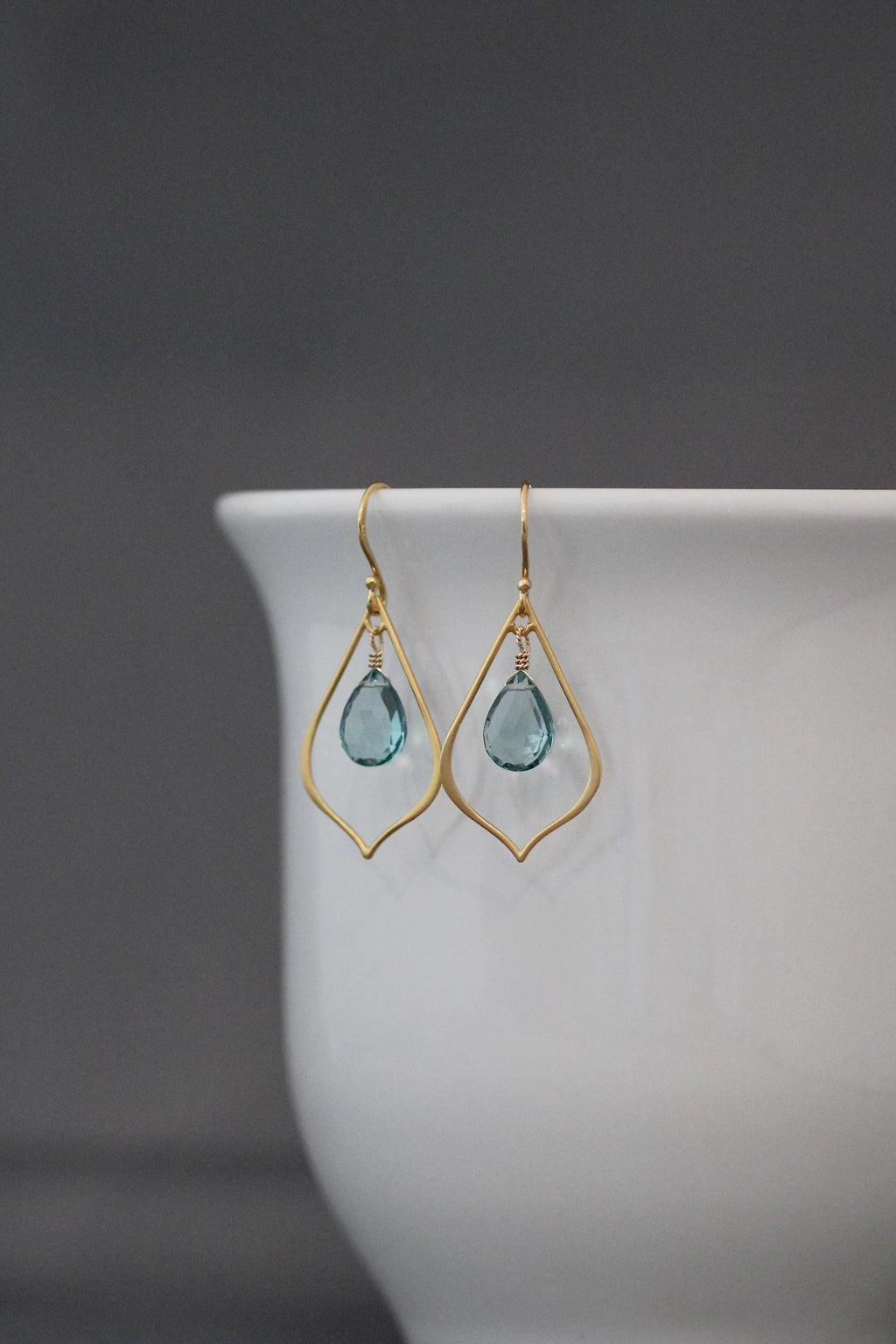 Teal Quartz and Gold Vermeil Earrings