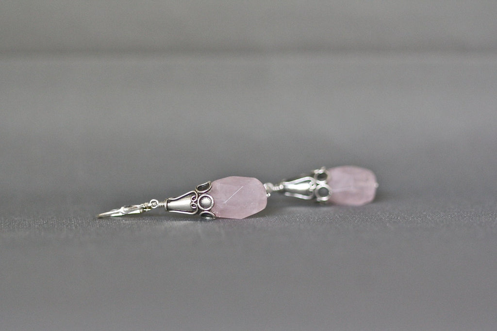 Pink Morganite Nugget and Bali Silver Bead Statement Necklace