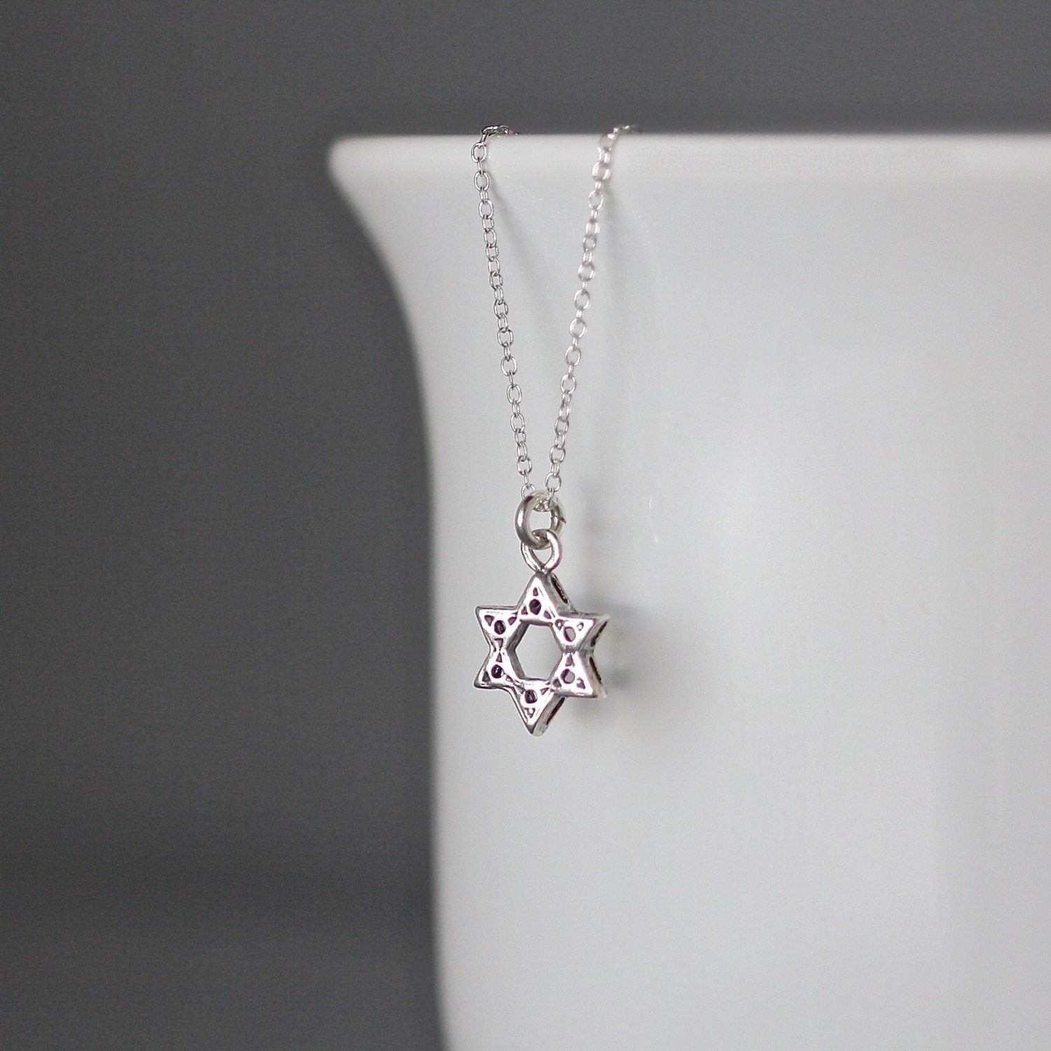 Bali Sterling Silver Star of David Pendant Necklace