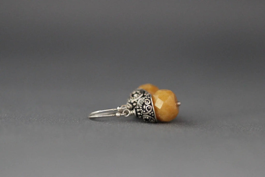 Yellow Jade & Bali Silver Marcasite Earrings