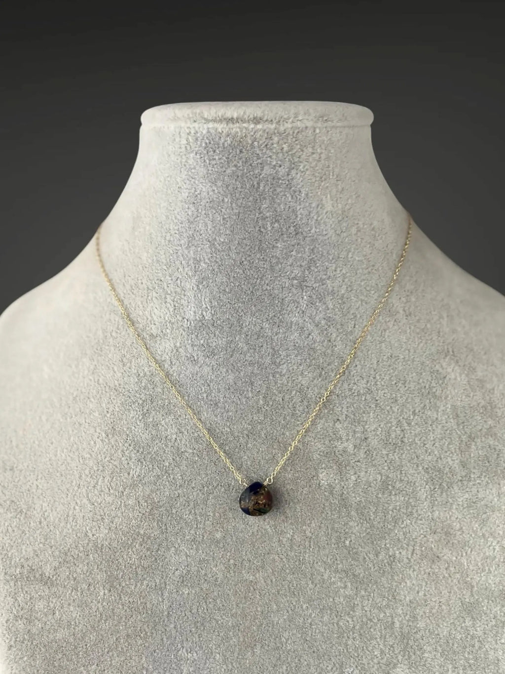 Wire Wrapped Mojave Copper Turquoise and Gold Pendant Necklace