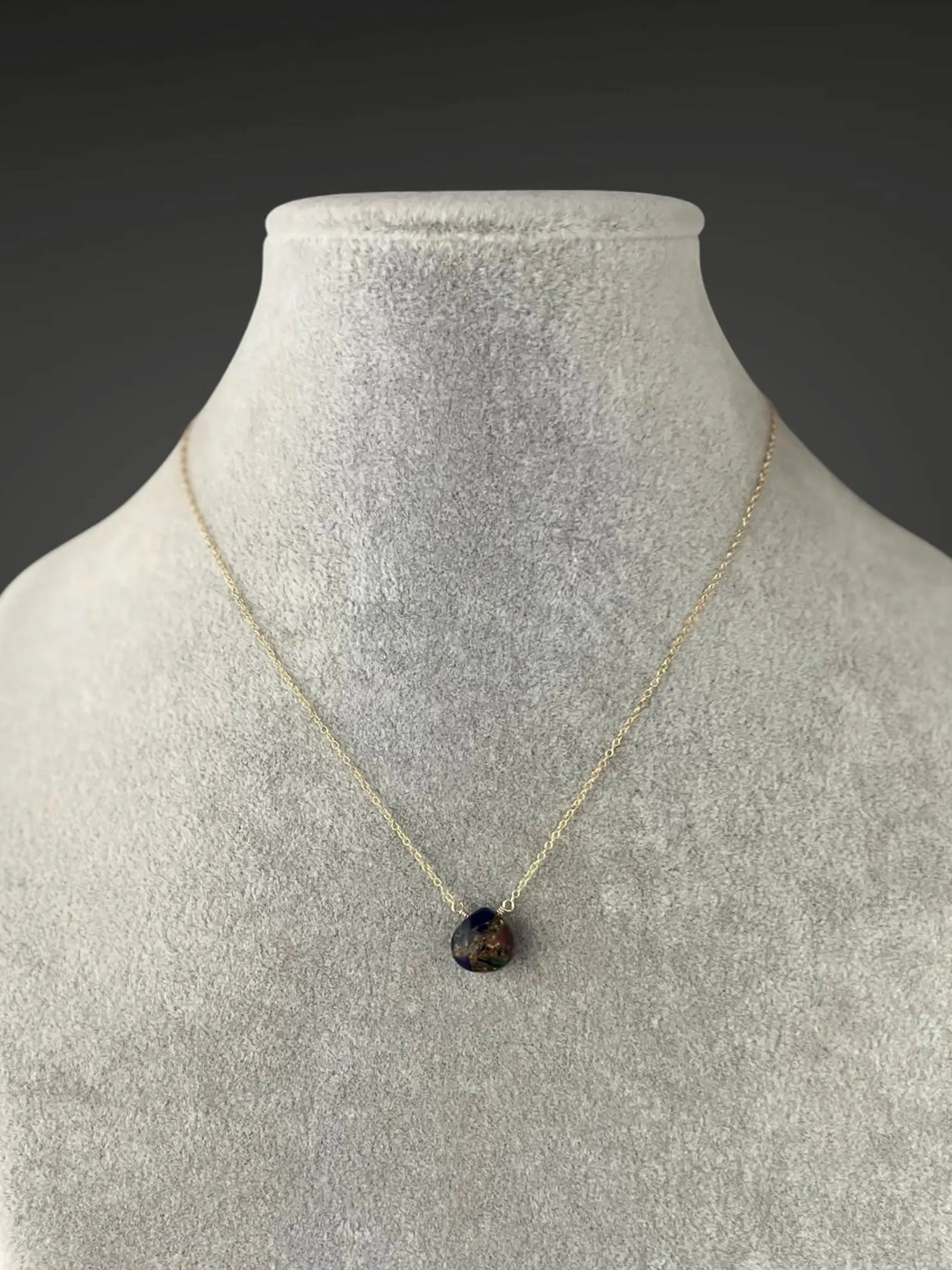 Wire Wrapped Mojave Copper Turquoise and Gold Pendant Necklace