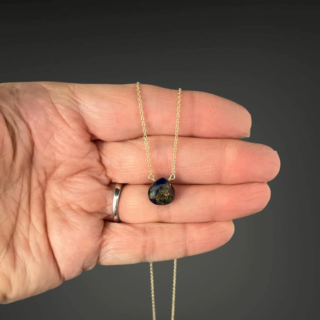 Wire Wrapped Mojave Copper Turquoise and Gold Pendant Necklace