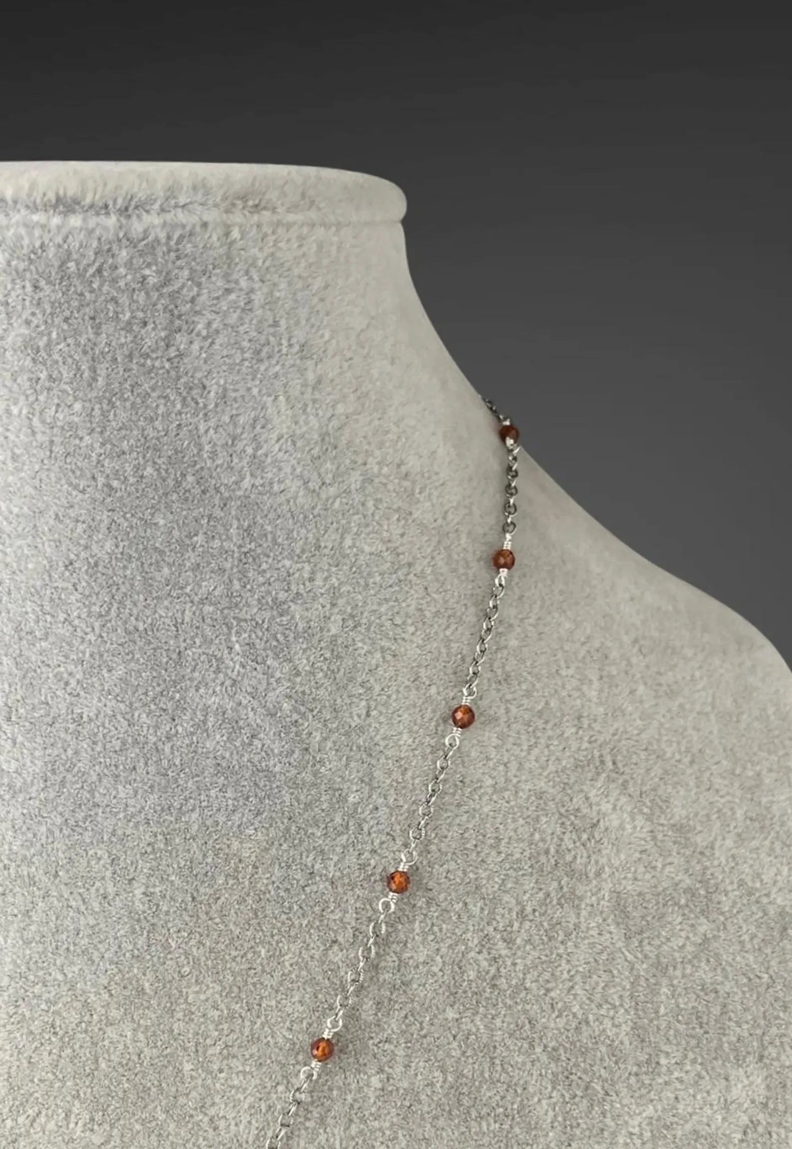 Orange Copper Turquoise & Hessonite Garnet Necklace on Sterling Silver