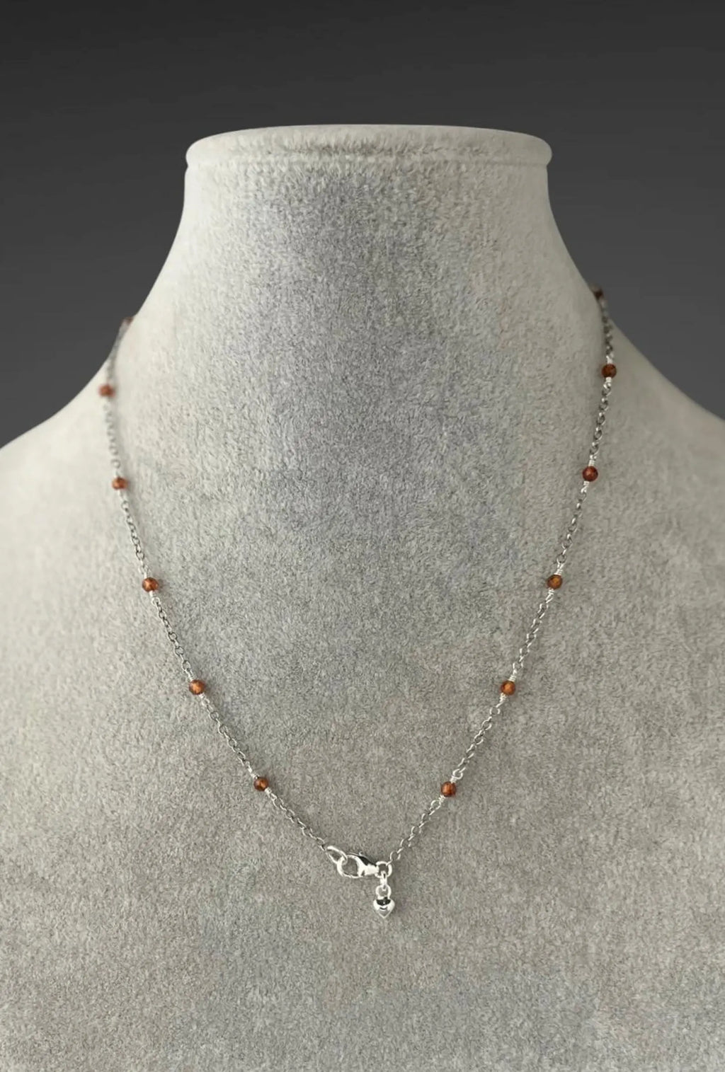 Orange Copper Turquoise & Hessonite Garnet Necklace on Sterling Silver