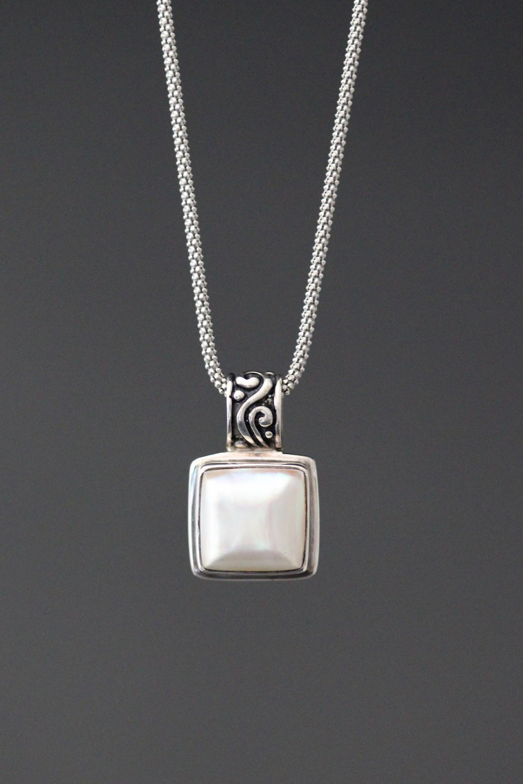 White Freshwater Pearl Pendant Necklace on Sterling SIlver Chain
