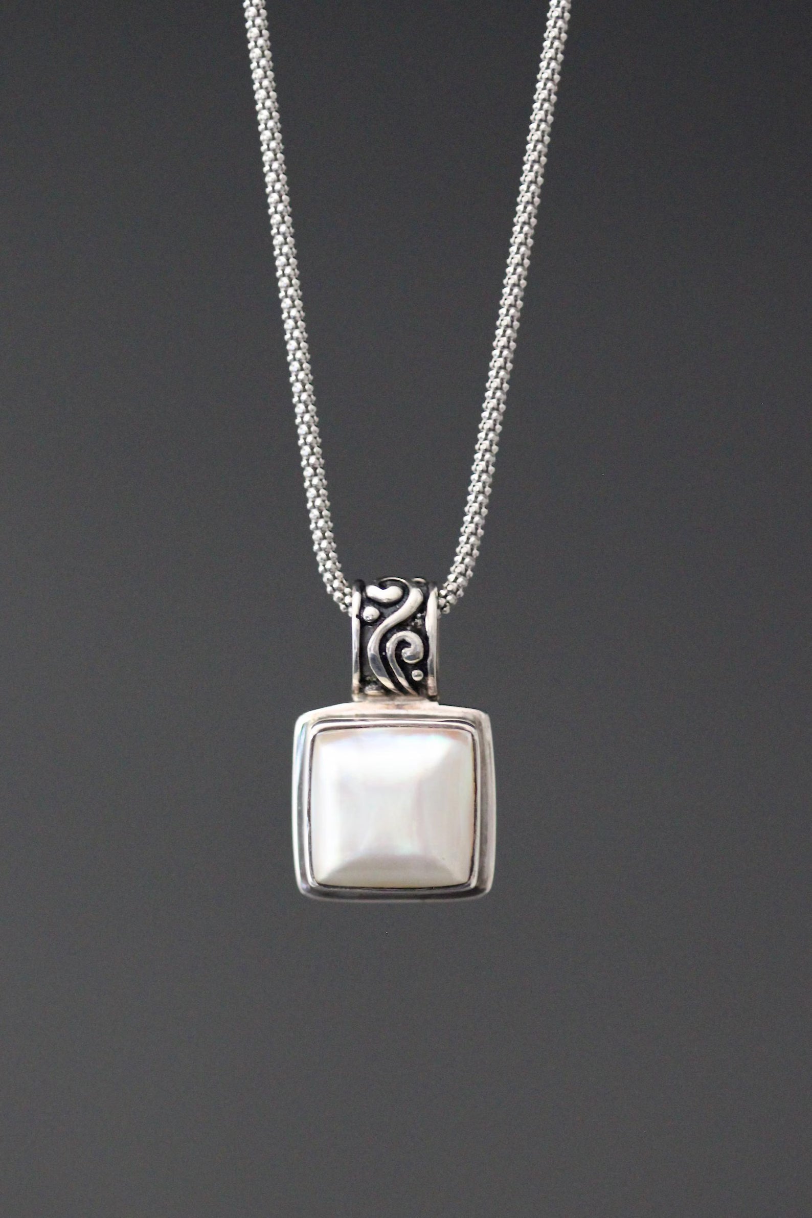 White Freshwater Pearl Pendant Necklace on Sterling SIlver Chain