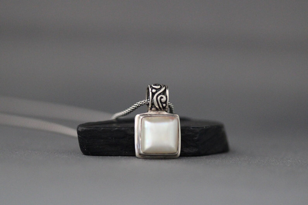White Freshwater Pearl Pendant Necklace on Sterling SIlver Chain