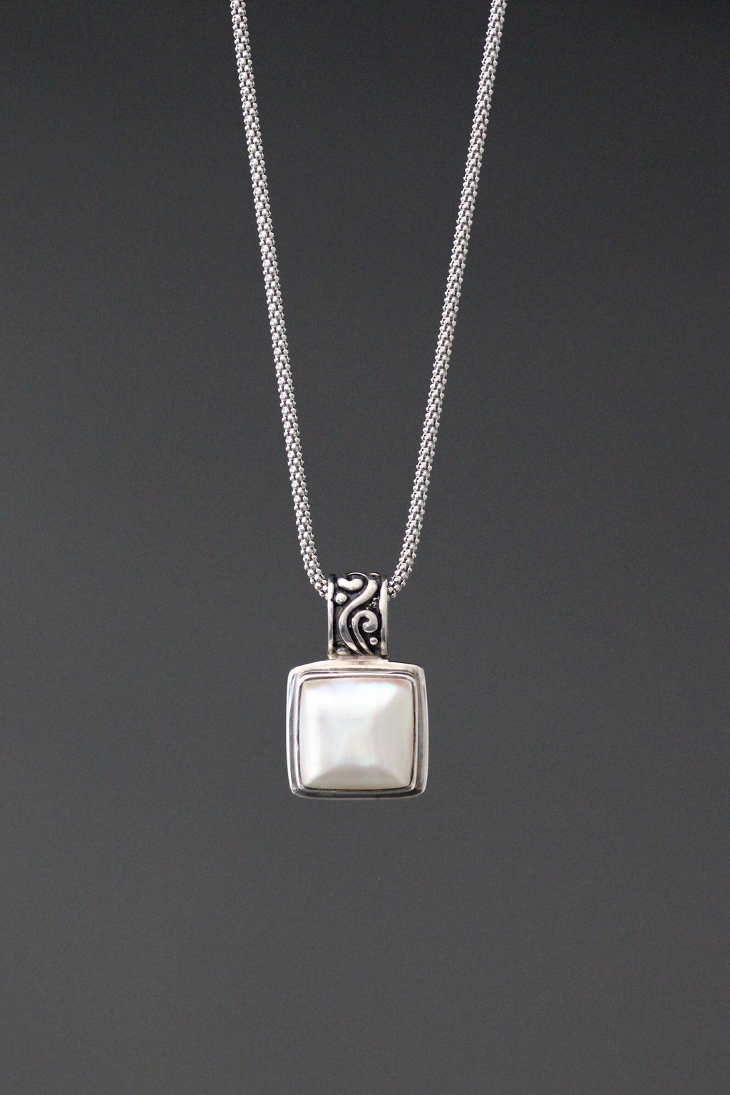 White Freshwater Pearl Pendant Necklace on Sterling SIlver Chain