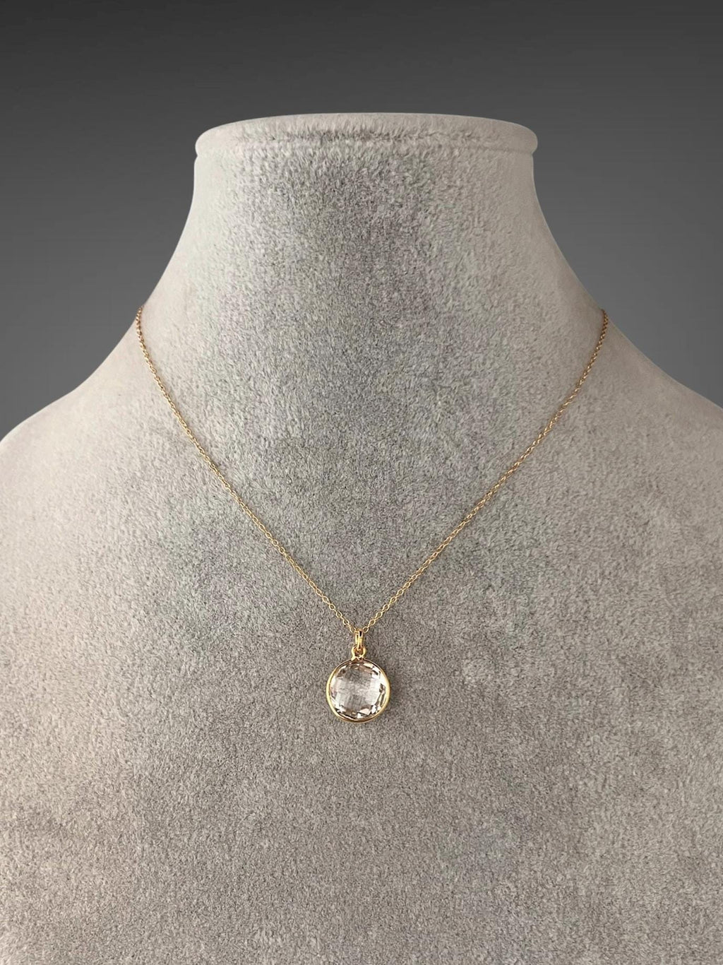 Clear Quartz Crystal Pendant Necklace on 14k Gold Filled Chain