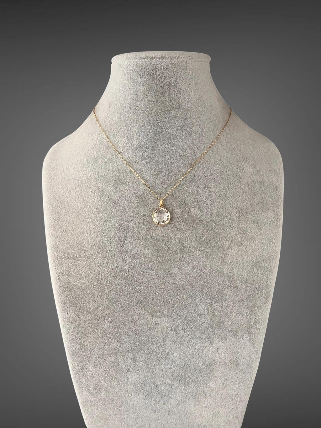 Clear Quartz Crystal Pendant Necklace on 14k Gold Filled Chain