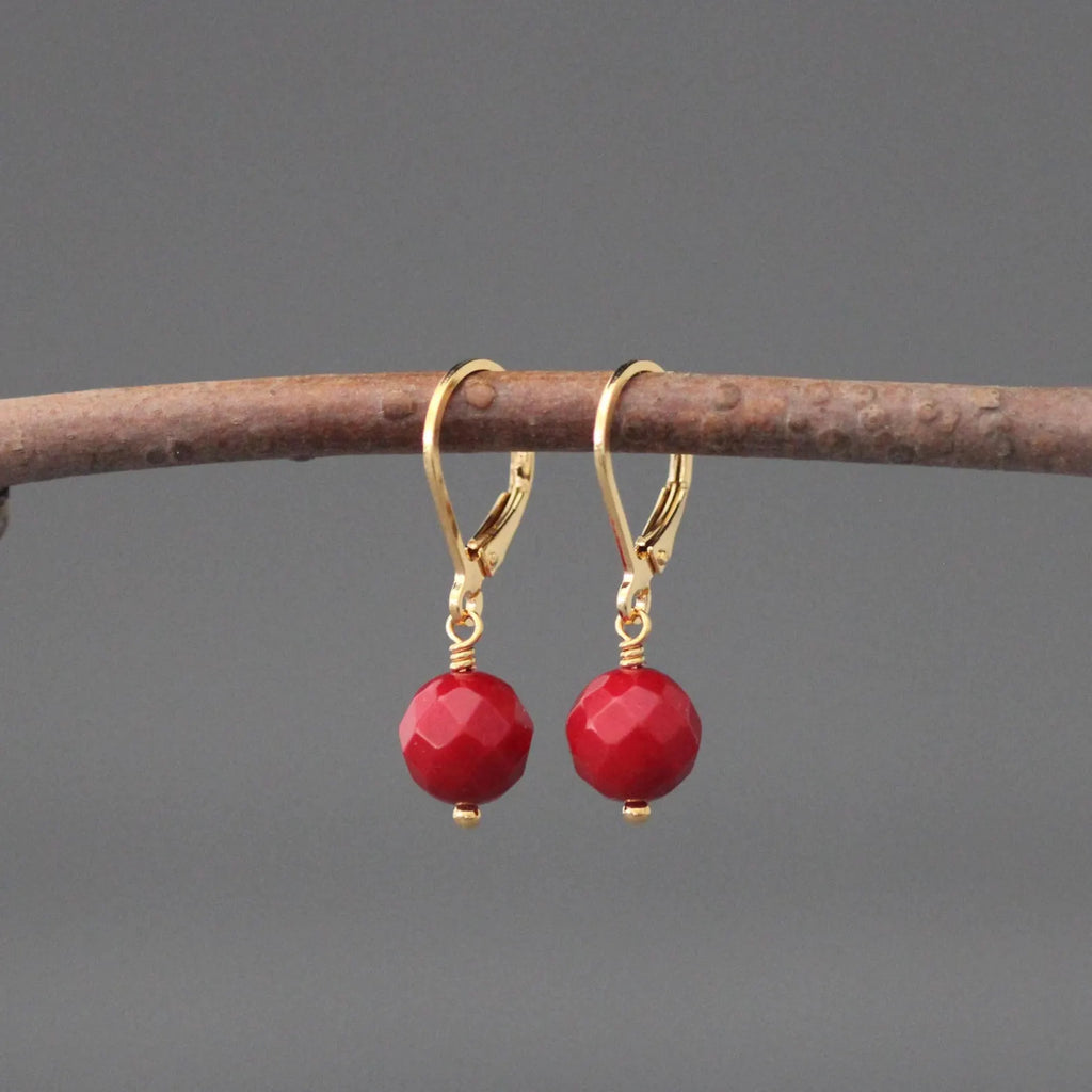 Red Coral Earrings on 24k Gold Vermeil