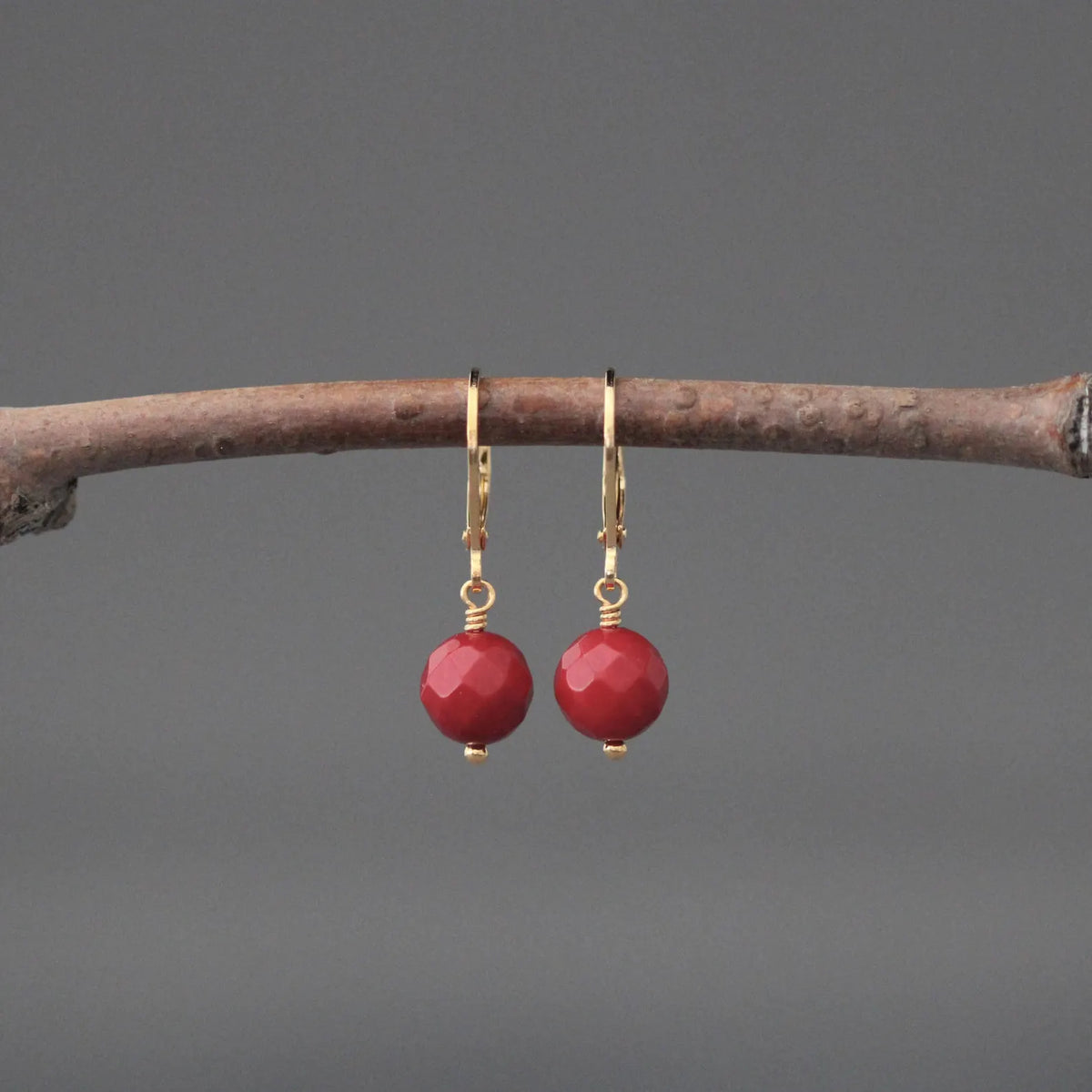 Red Coral Earrings on 24k Gold Vermeil