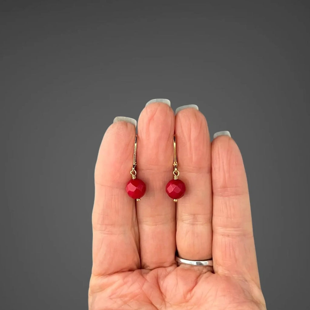 Red Coral Earrings on 24k Gold Vermeil