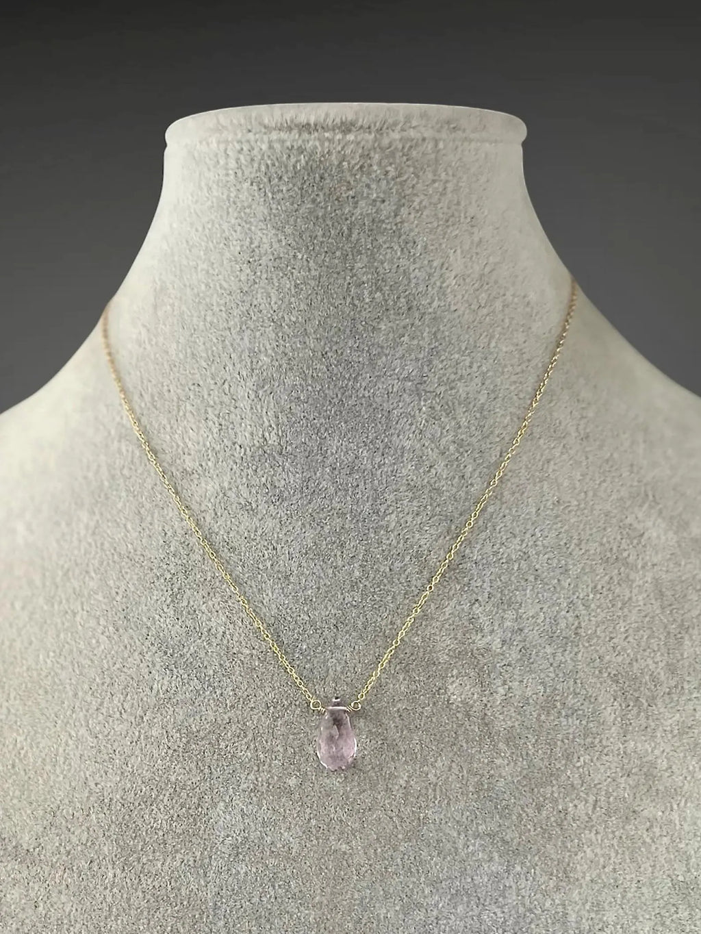 Rose Amethyst Stone Pendant Necklace on 14k Gold Filled Chain