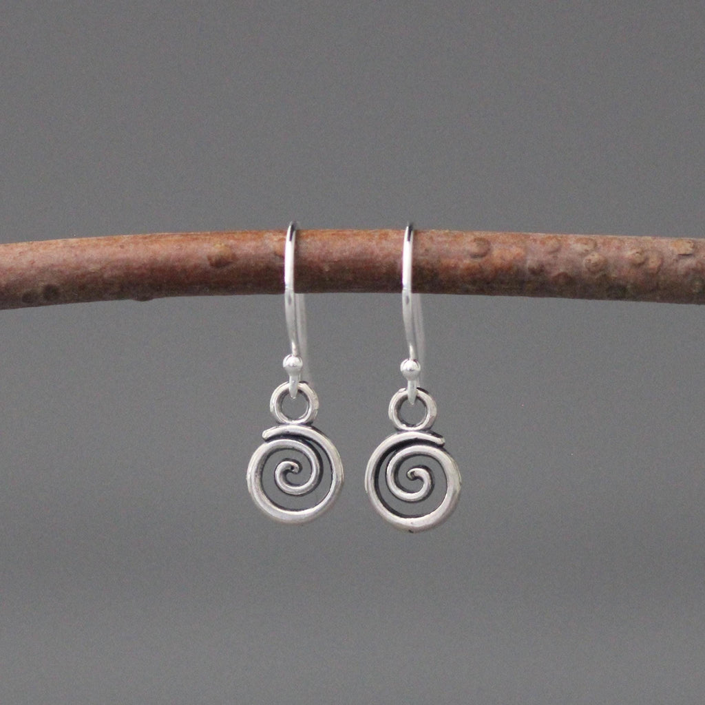 Bali Silver Swirl Charm Earrings on Sterling Silver