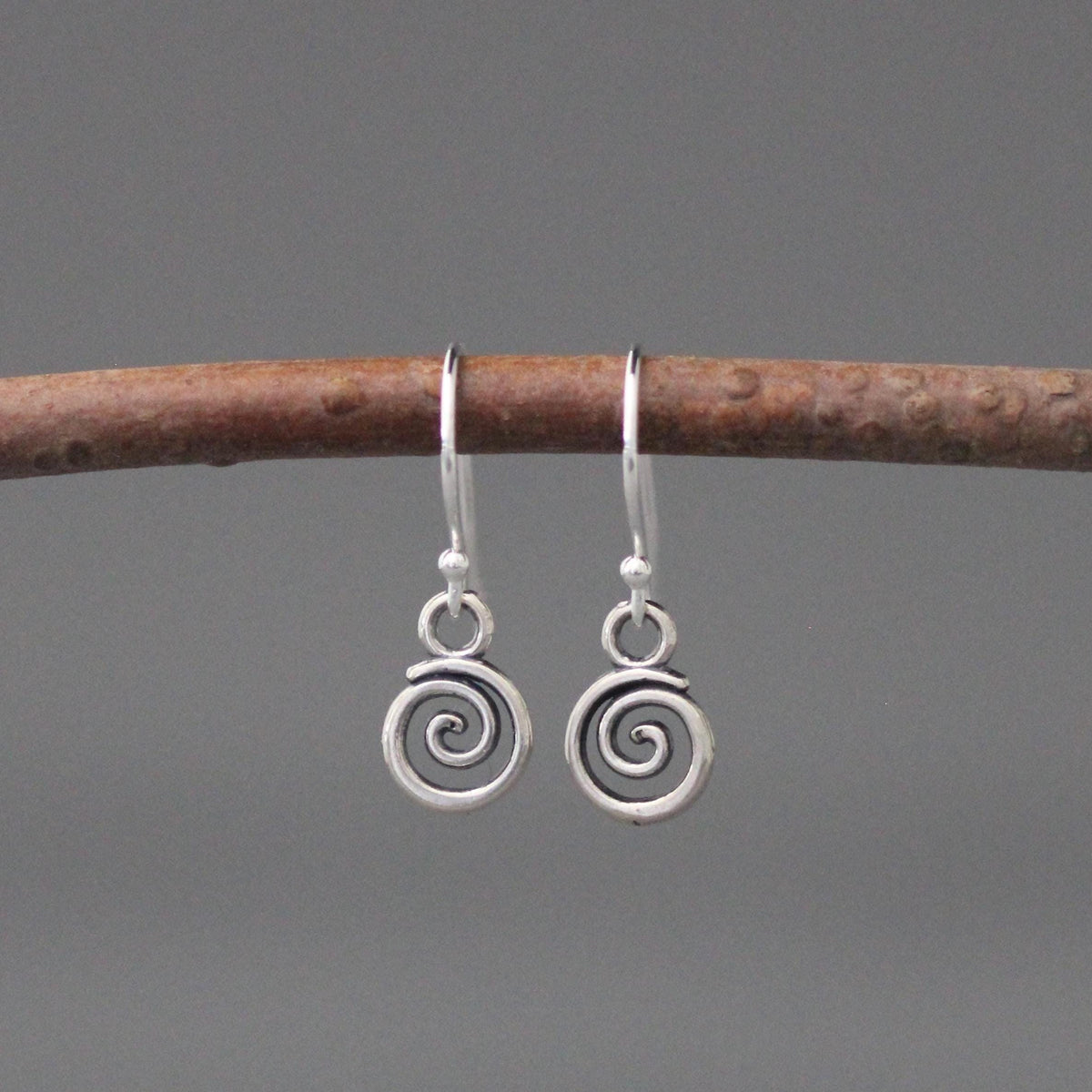 Bali Silver Swirl Charm Earrings on Sterling Silver