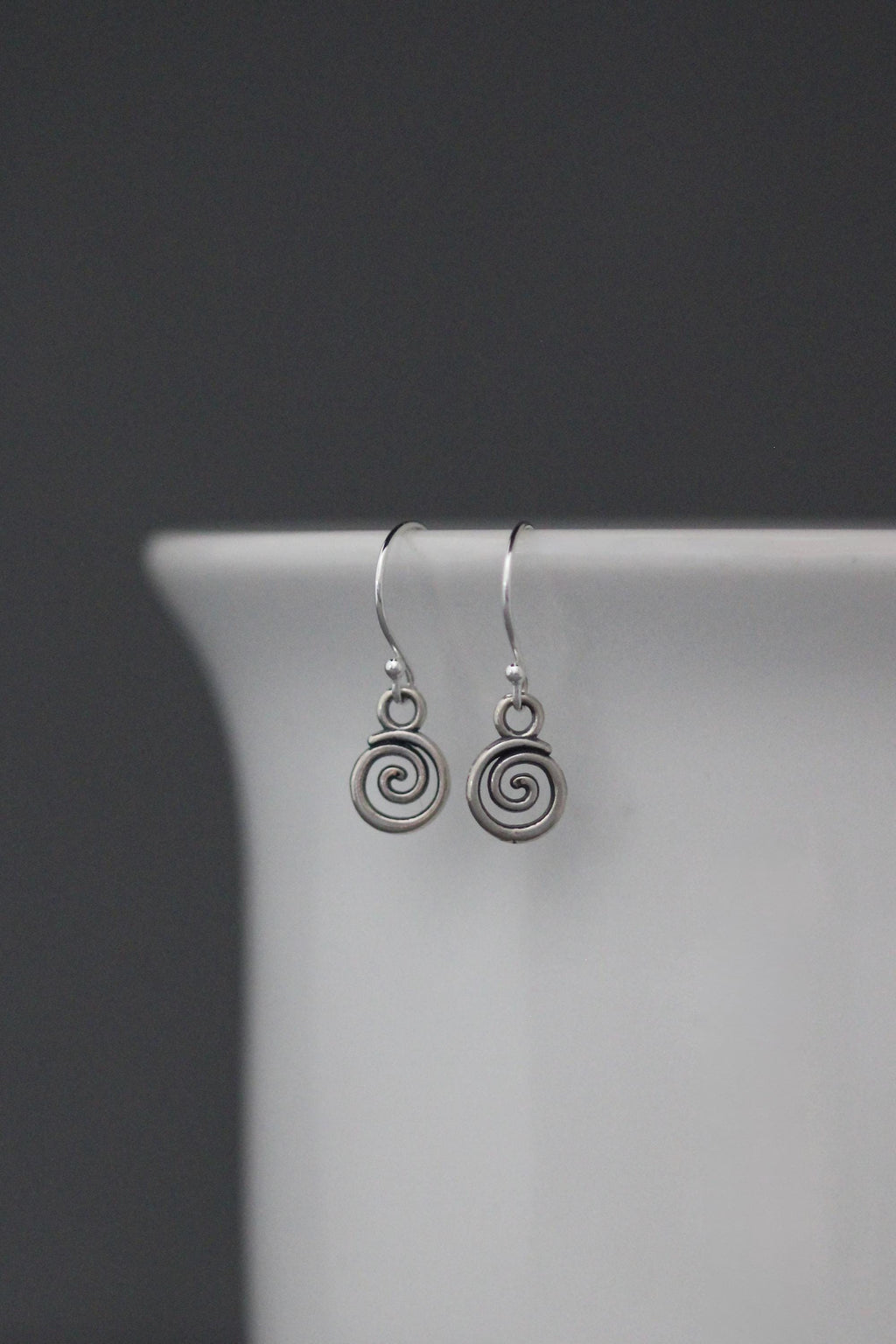 Bali Silver Swirl Charm Earrings on Sterling Silver