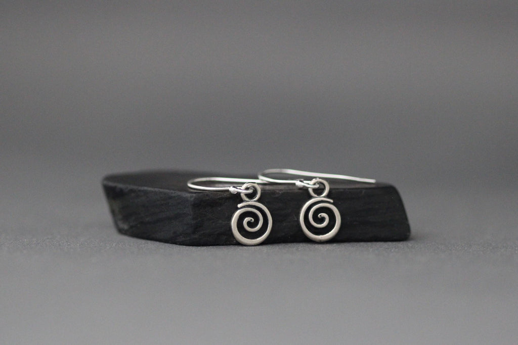 Bali Silver Swirl Charm Earrings on Sterling Silver