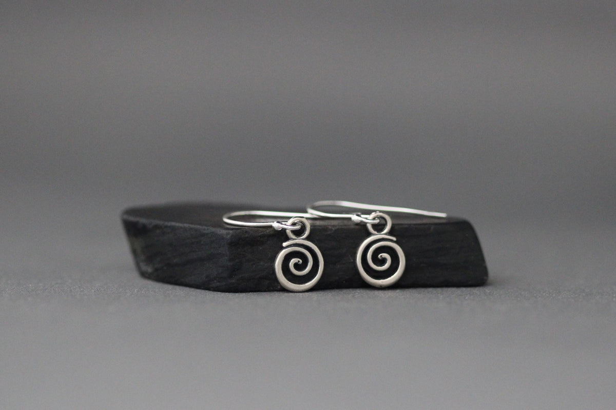 Bali Silver Swirl Charm Earrings on Sterling Silver