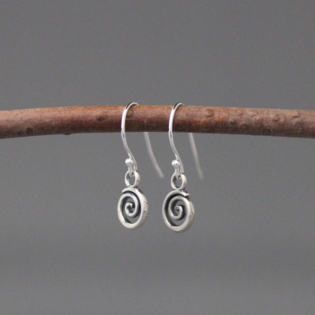 Bali Silver Swirl Charm Earrings on Sterling Silver