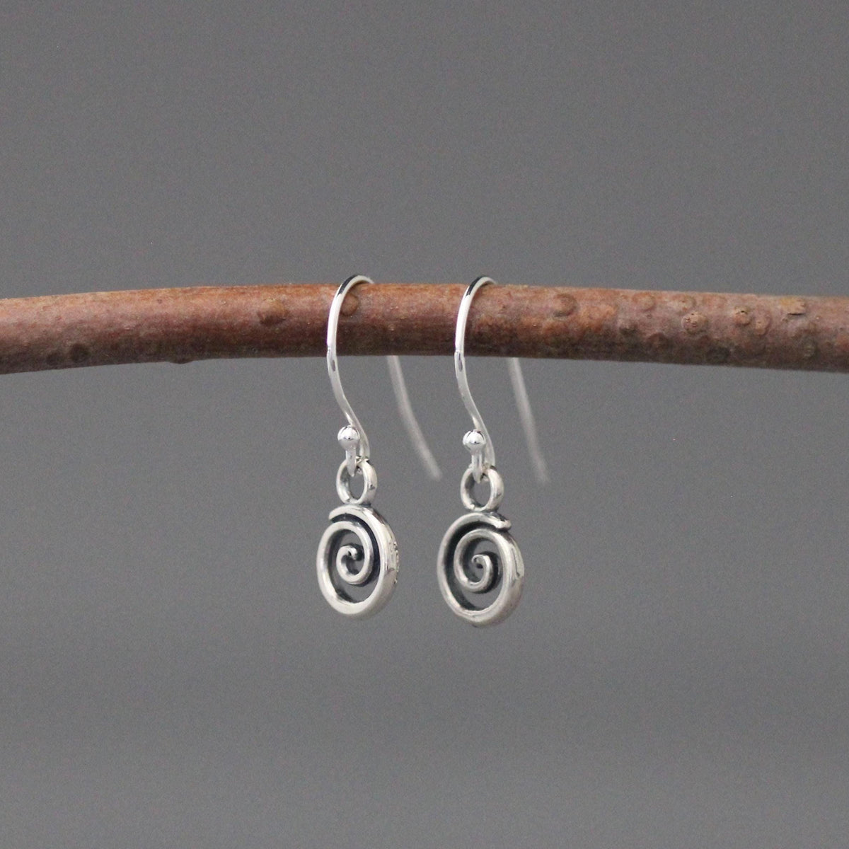 Bali Silver Swirl Charm Earrings on Sterling Silver