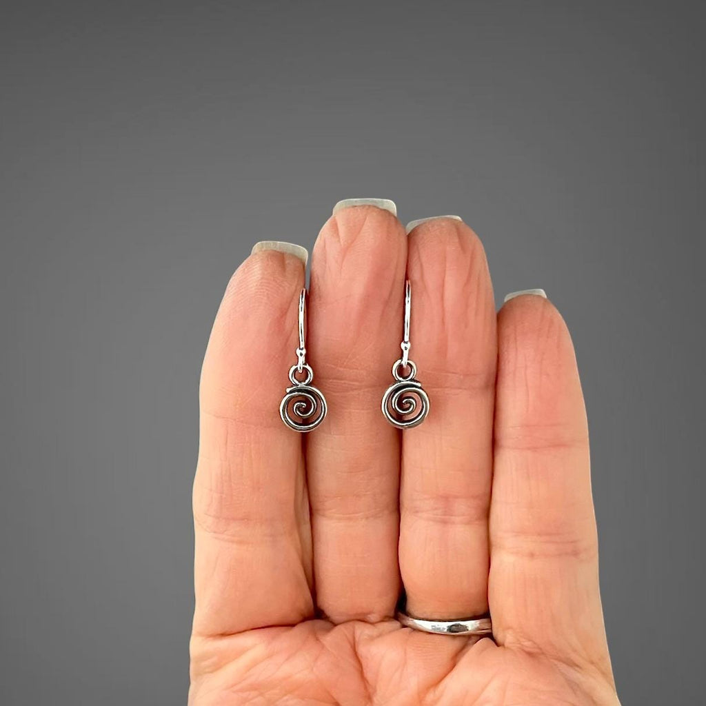 Bali Silver Swirl Charm Earrings on Sterling Silver